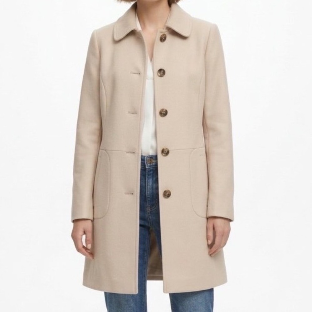 Banana Republic Italian Wool Womens M 3/4 Coat Oatmeal 2009 Holiday Y2K CBK